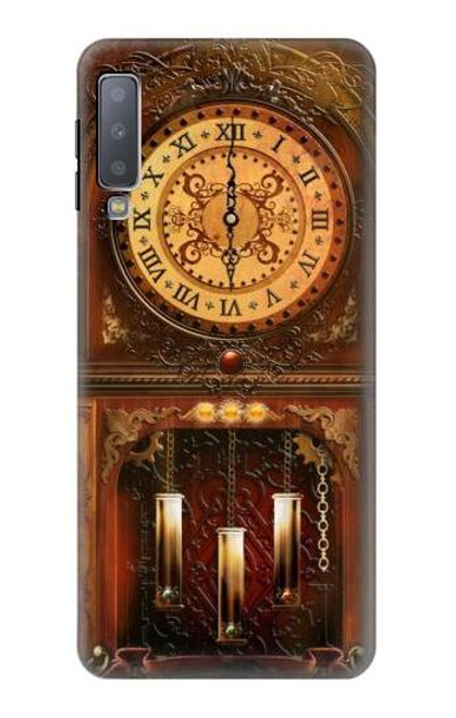 W3174 Horloge Grand-père Etui Coque Housse et Flip Housse Cuir pour Samsung Galaxy A7 (2018)