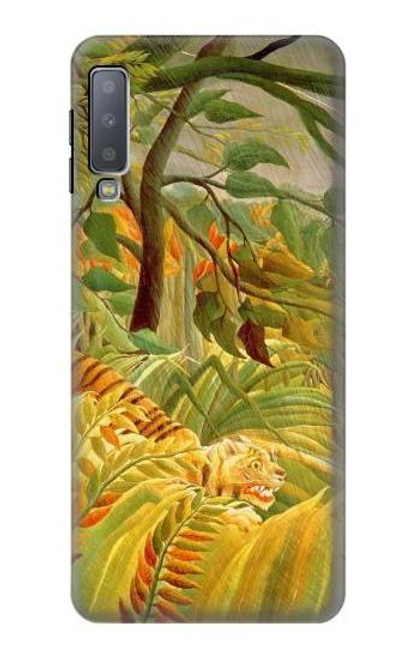 W3344 Henri Rousseau Tigre dans une tempête tropicale Etui Coque Housse et Flip Housse Cuir pour Samsung Galaxy A7 (2018)