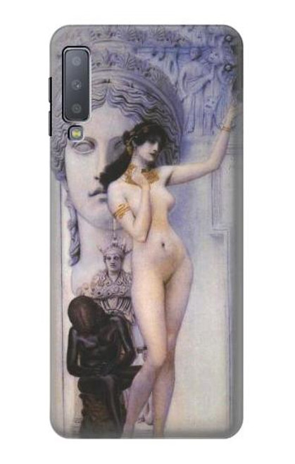 W3353 Gustav Klimt Allégorie de la sculpture Etui Coque Housse et Flip Housse Cuir pour Samsung Galaxy A7 (2018)