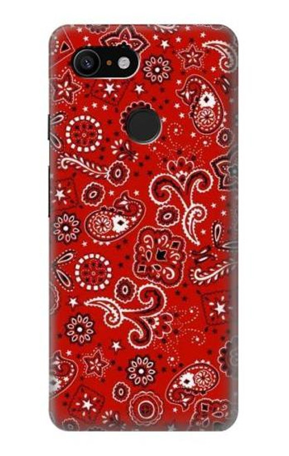 W3354 Rouge classique Bandana Etui Coque Housse et Flip Housse Cuir pour Google Pixel 3