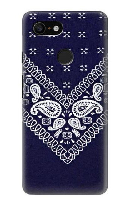 W3357 Marine Bleu Bandana Motif Etui Coque Housse et Flip Housse Cuir pour Google Pixel 3