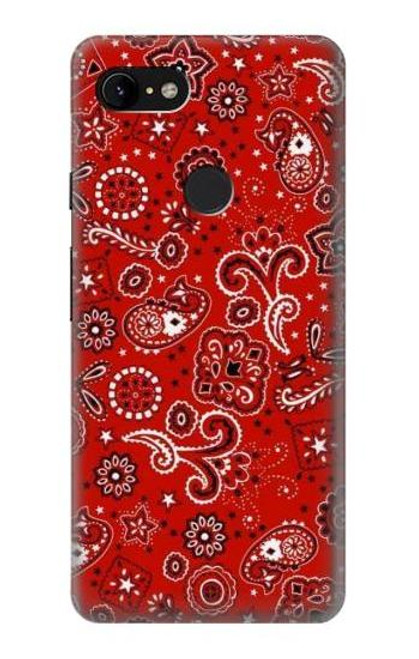 W3354 Rouge classique Bandana Etui Coque Housse et Flip Housse Cuir pour Google Pixel 3 XL