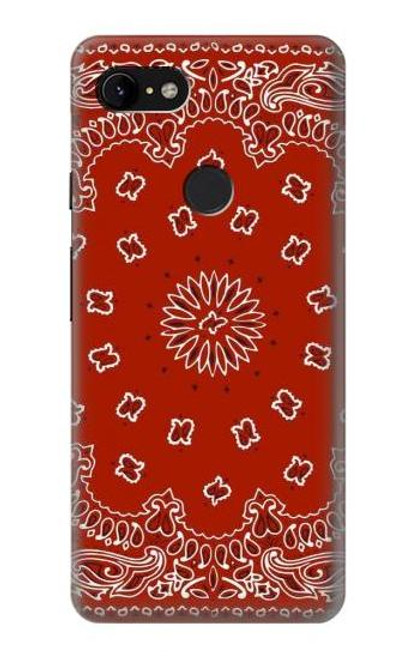 W3355 Motif Bandana Rouge Etui Coque Housse et Flip Housse Cuir pour Google Pixel 3 XL