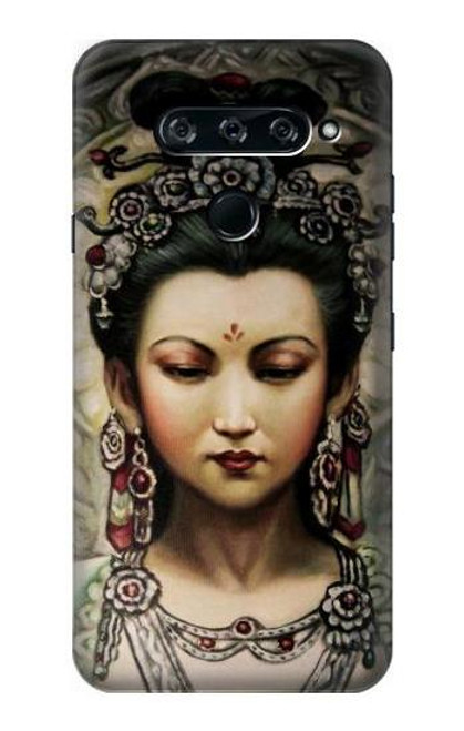 W0681 Guan Yin Etui Coque Housse et Flip Housse Cuir pour LG V40, LG V40 ThinQ