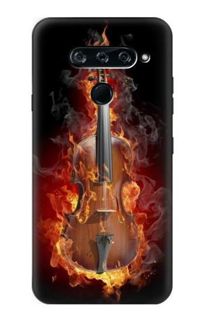 W0864 Violon feu Etui Coque Housse et Flip Housse Cuir pour LG V40, LG V40 ThinQ