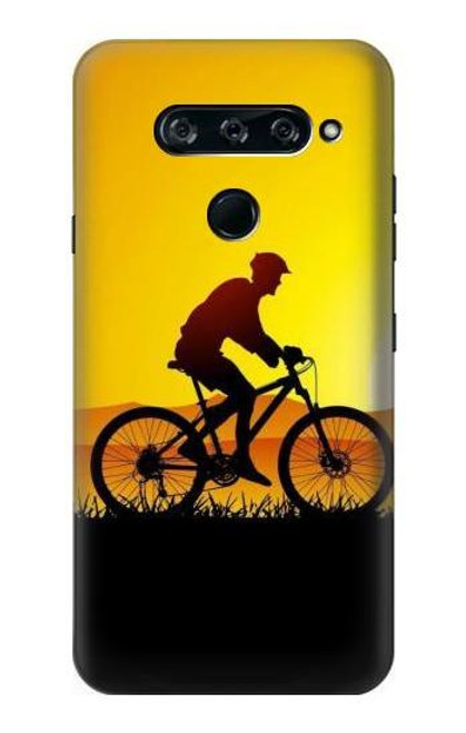 W2385 Vélo Vélo Coucher de soleil Etui Coque Housse et Flip Housse Cuir pour LG V40, LG V40 ThinQ