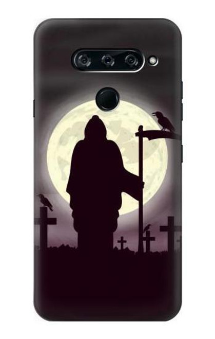 W3262 Lune de nuit faucheuse cimetière Etui Coque Housse et Flip Housse Cuir pour LG V40, LG V40 ThinQ