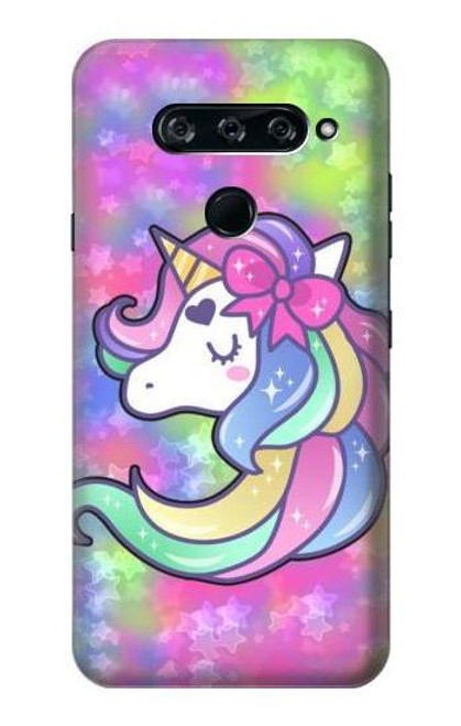 W3264 Pastel Licorne Etui Coque Housse et Flip Housse Cuir pour LG V40, LG V40 ThinQ