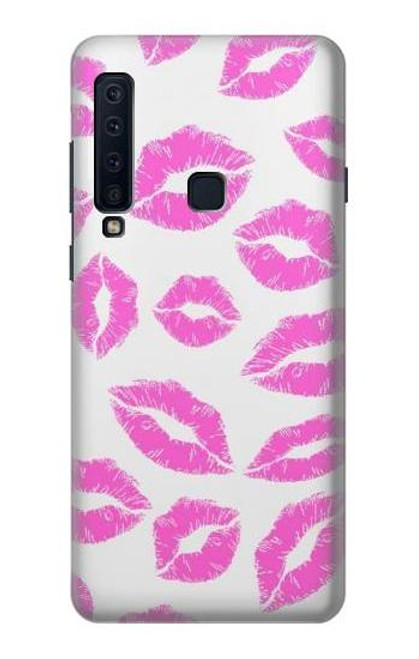 W2214 Bisous Lèvres roses Etui Coque Housse et Flip Housse Cuir pour Samsung Galaxy A9 (2018), A9 Star Pro, A9s