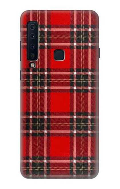 W2374 Motif Tartan Rouge Etui Coque Housse et Flip Housse Cuir pour Samsung Galaxy A9 (2018), A9 Star Pro, A9s