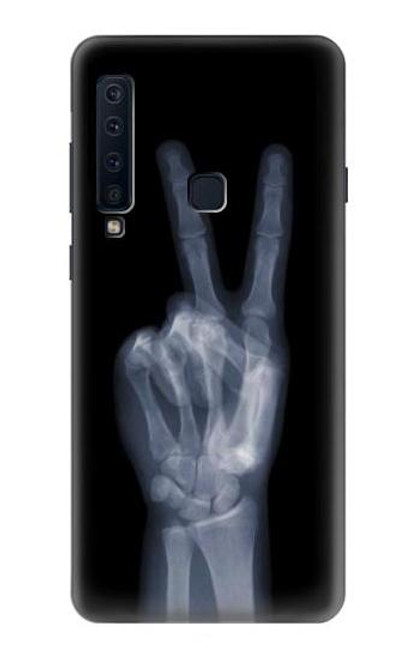 W3101 X-ray doigts Signe de paix Etui Coque Housse et Flip Housse Cuir pour Samsung Galaxy A9 (2018), A9 Star Pro, A9s