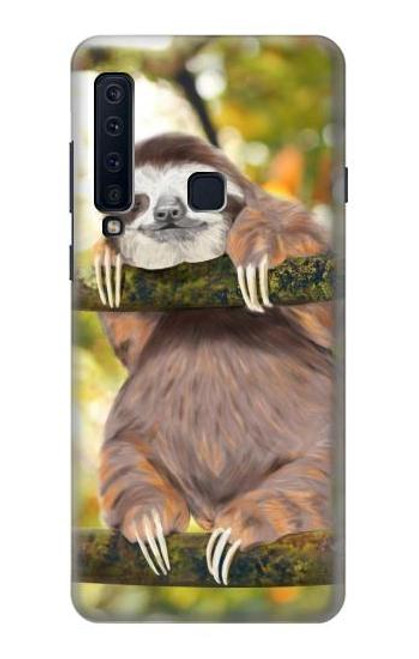 W3138 Peinture mignon bébé Sloth Etui Coque Housse et Flip Housse Cuir pour Samsung Galaxy A9 (2018), A9 Star Pro, A9s