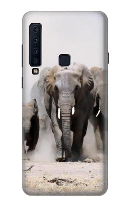 W3142 éléphant d'Afrique Etui Coque Housse et Flip Housse Cuir pour Samsung Galaxy A9 (2018), A9 Star Pro, A9s