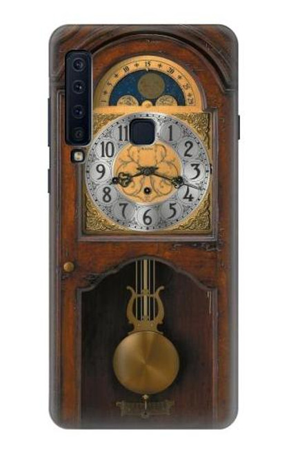 W3173 Grand-père Horloge Antique Horloge murale Etui Coque Housse et Flip Housse Cuir pour Samsung Galaxy A9 (2018), A9 Star Pro, A9s