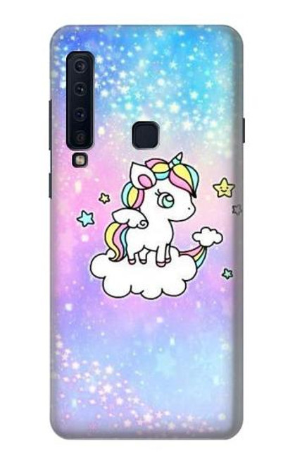 W3256 Mignon Licorne Etui Coque Housse et Flip Housse Cuir pour Samsung Galaxy A9 (2018), A9 Star Pro, A9s