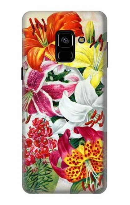 W3205 Fleurs Art Retro Etui Coque Housse et Flip Housse Cuir pour Samsung Galaxy A8 (2018)