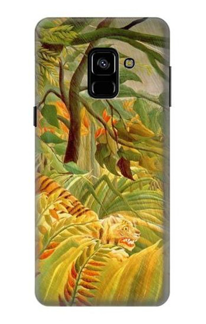 W3344 Henri Rousseau Tigre dans une tempête tropicale Etui Coque Housse et Flip Housse Cuir pour Samsung Galaxy A8 (2018)