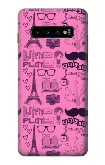 W2885 Paris Rose Etui Coque Housse et Flip Housse Cuir pour Samsung Galaxy S10 Plus