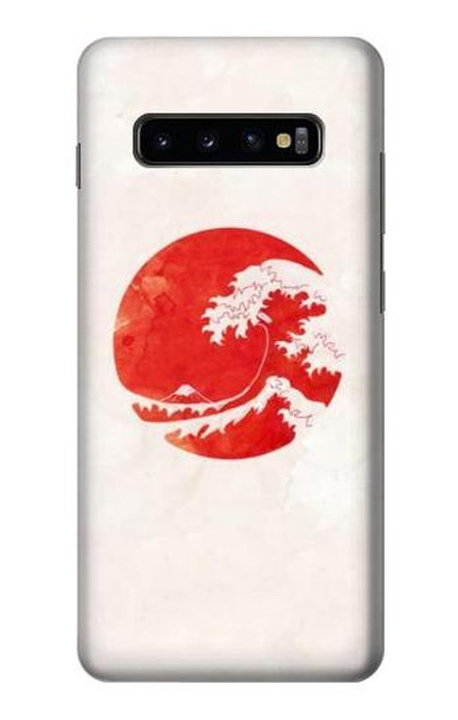 W3237 Waves Japon Drapeau Etui Coque Housse et Flip Housse Cuir pour Samsung Galaxy S10 Plus