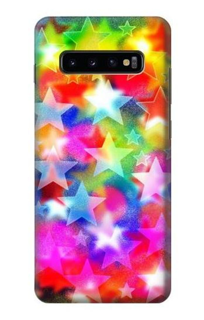 W3292 Coloré Disco étoile Etui Coque Housse et Flip Housse Cuir pour Samsung Galaxy S10 Plus