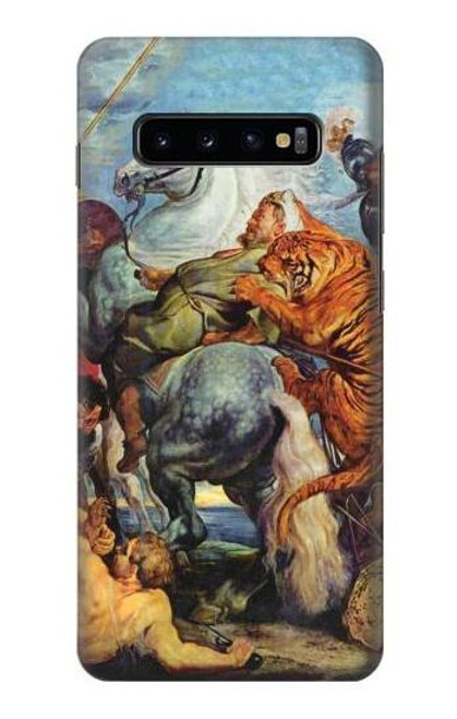 W3331 Peter Paul Rubens Tigre und Lowenjagd Etui Coque Housse et Flip Housse Cuir pour Samsung Galaxy S10 Plus