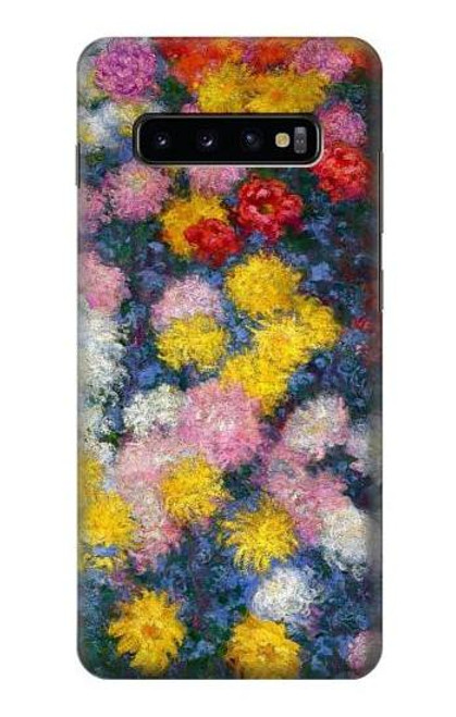 W3342 Claude Monet Chrysanthèmes Etui Coque Housse et Flip Housse Cuir pour Samsung Galaxy S10 Plus