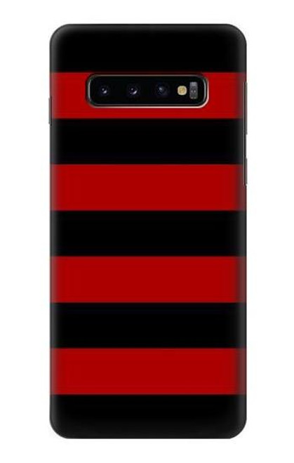 W2638 Noir et Rouge rayé Etui Coque Housse et Flip Housse Cuir pour Samsung Galaxy S10