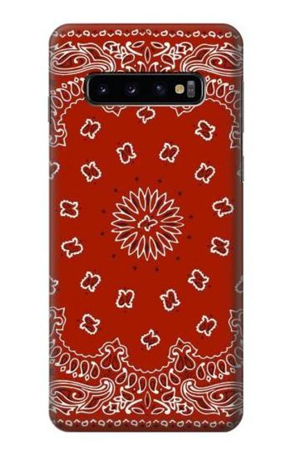 W3355 Motif Bandana Rouge Etui Coque Housse et Flip Housse Cuir pour Samsung Galaxy S10