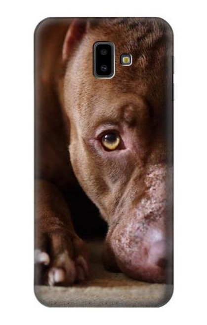 W0519 PitBull Visage Etui Coque Housse et Flip Housse Cuir pour Samsung Galaxy J6+ (2018), J6 Plus (2018)