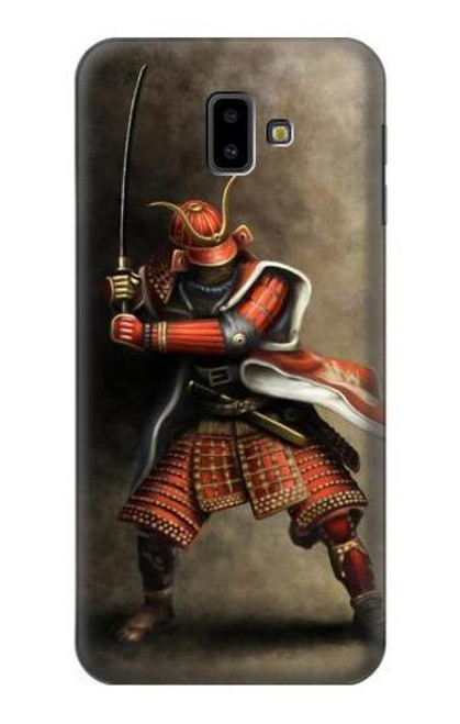 W0796 Japon Rouge Samurai Etui Coque Housse et Flip Housse Cuir pour Samsung Galaxy J6+ (2018), J6 Plus (2018)