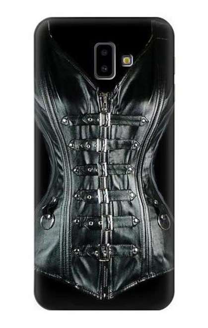 W1639 Gothique Corset Noir Etui Coque Housse et Flip Housse Cuir pour Samsung Galaxy J6+ (2018), J6 Plus (2018)