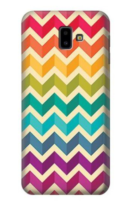 W2362 Arc en ciel coloré Shavron Zig zag Etui Coque Housse et Flip Housse Cuir pour Samsung Galaxy J6+ (2018), J6 Plus (2018)