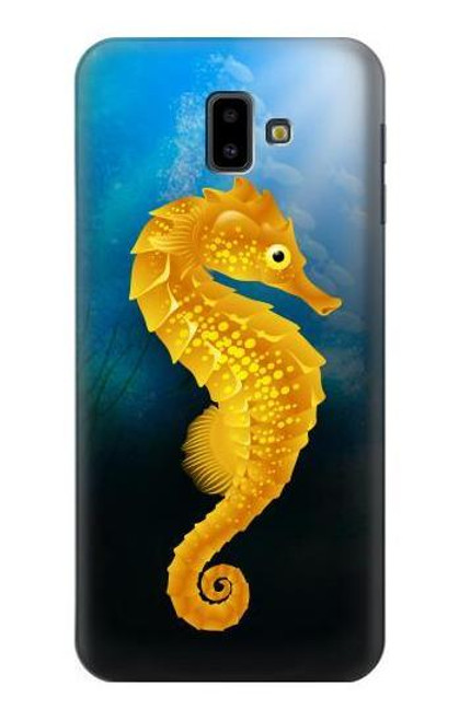 W2444 Hippocampe Monde sous-marin Etui Coque Housse et Flip Housse Cuir pour Samsung Galaxy J6+ (2018), J6 Plus (2018)