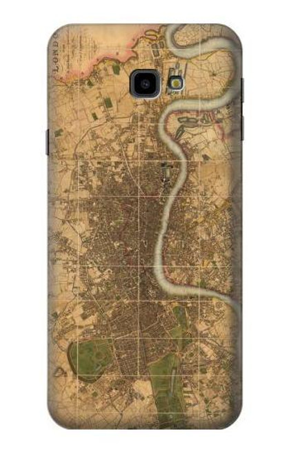 W3230 Carte de Londres millésimé Etui Coque Housse et Flip Housse Cuir pour Samsung Galaxy J4+ (2018), J4 Plus (2018)