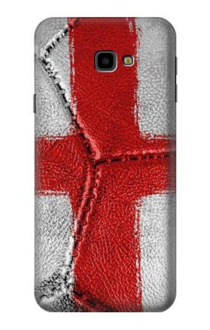 W3316 Angleterre Drapeau graphique Football Millésime Etui Coque Housse et Flip Housse Cuir pour Samsung Galaxy J4+ (2018), J4 Plus (2018)