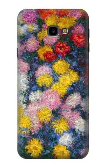 W3342 Claude Monet Chrysanthèmes Etui Coque Housse et Flip Housse Cuir pour Samsung Galaxy J4+ (2018), J4 Plus (2018)