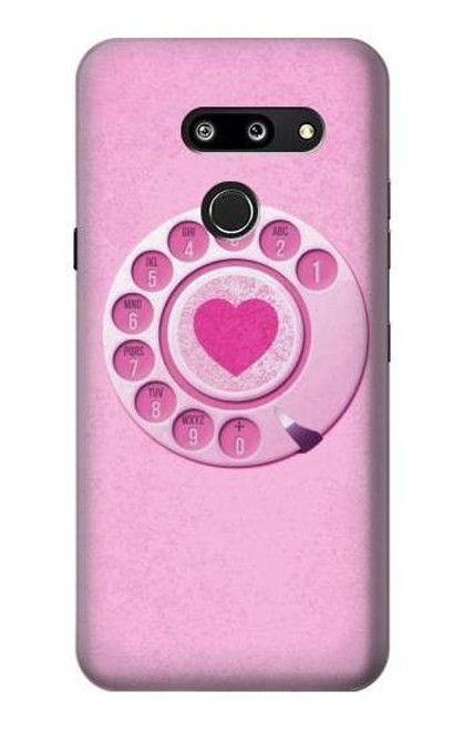 W2847 Rose Rétro téléphone Rotatif Etui Coque Housse et Flip Housse Cuir pour LG G8 ThinQ