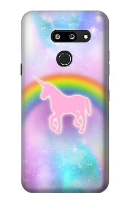 W3070 Arc en ciel pastel ciel Licorne Etui Coque Housse et Flip Housse Cuir pour LG G8 ThinQ