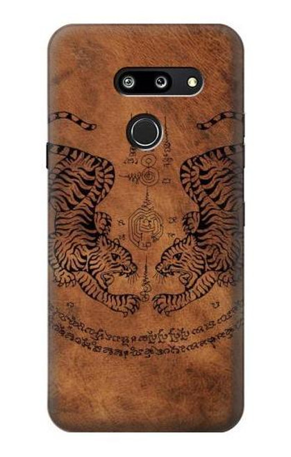 W3209 Sak Yant jumeau Tigre Etui Coque Housse et Flip Housse Cuir pour LG G8 ThinQ