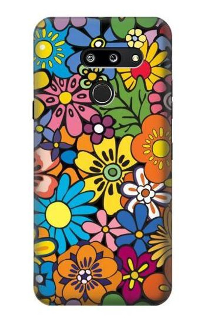 W3281 Motif coloré Hippie Fleurs Etui Coque Housse et Flip Housse Cuir pour LG G8 ThinQ