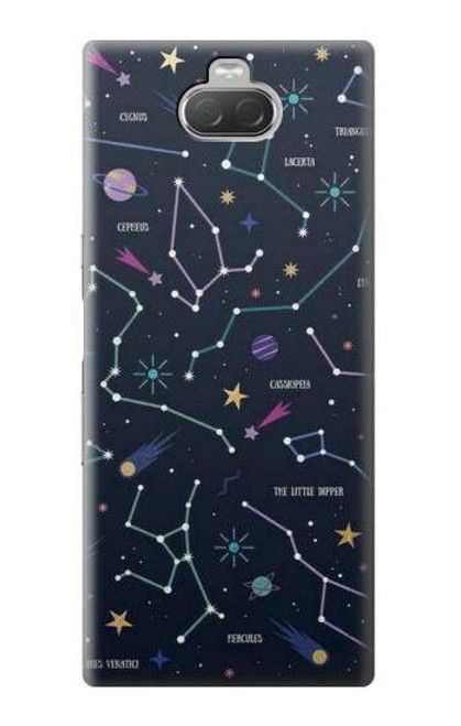 W3220 Carte Zodiaque étoiles Constellations Etui Coque Housse et Flip Housse Cuir pour Sony Xperia 10