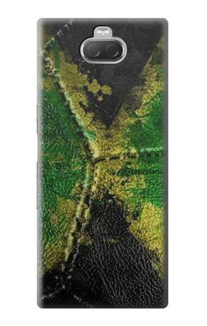 W3319 Jamaïque Drapeau graphique Football Millésime Etui Coque Housse et Flip Housse Cuir pour Sony Xperia 10