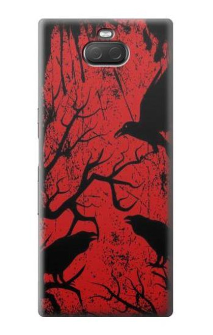 W3325 Corbeau Noir Sang Arbre Etui Coque Housse et Flip Housse Cuir pour Sony Xperia 10 Plus