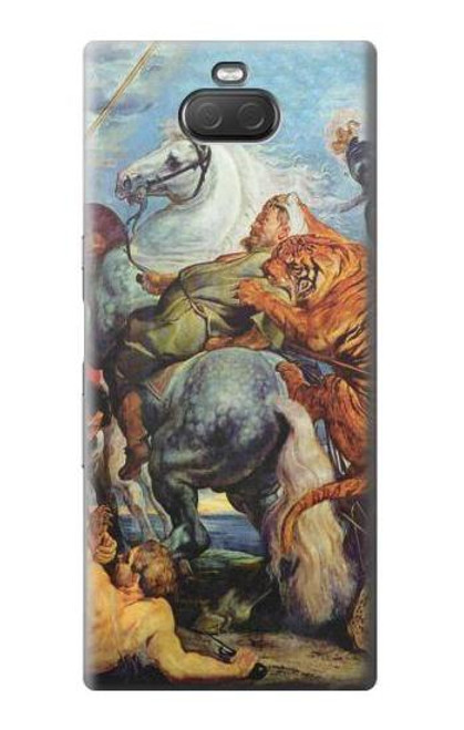 W3331 Peter Paul Rubens Tigre und Lowenjagd Etui Coque Housse et Flip Housse Cuir pour Sony Xperia 10 Plus