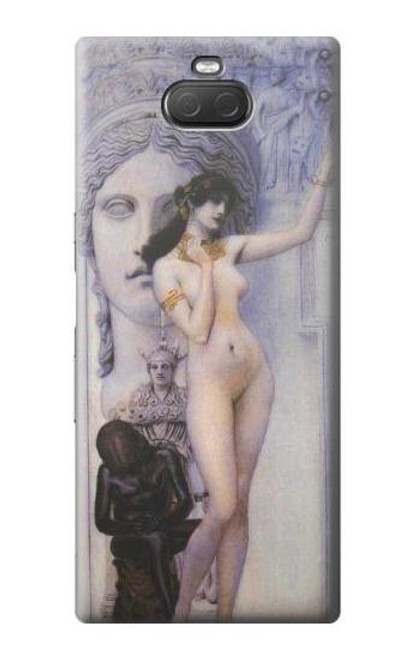 W3353 Gustav Klimt Allégorie de la sculpture Etui Coque Housse et Flip Housse Cuir pour Sony Xperia 10 Plus