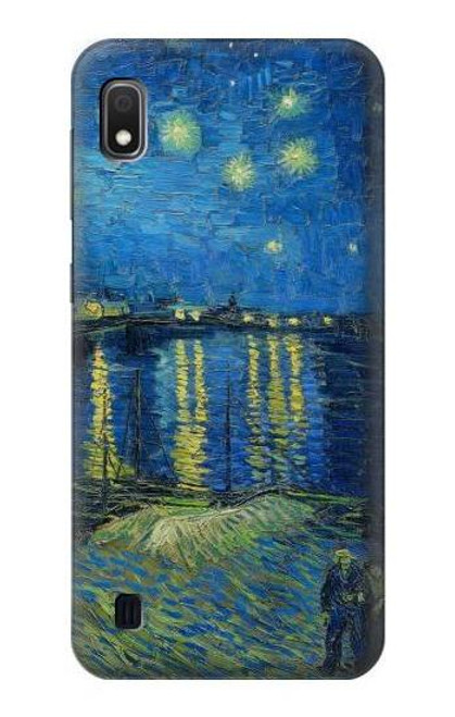 W3336 Van Gogh Nuit étoilée sur le Rhône Etui Coque Housse et Flip Housse Cuir pour Samsung Galaxy A10