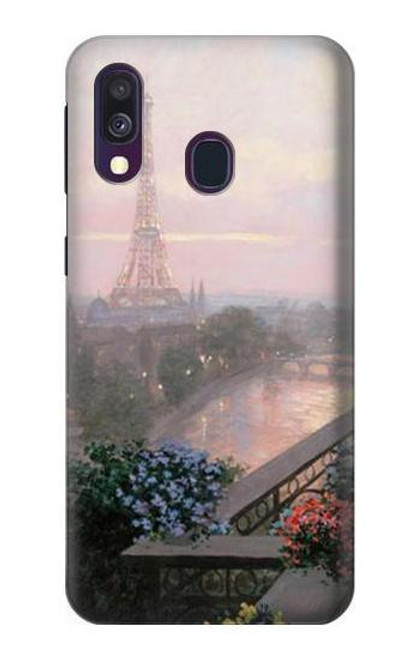 W1443 Terrasse à Paris Eifel Etui Coque Housse et Flip Housse Cuir pour Samsung Galaxy A40