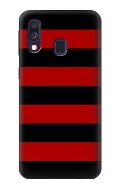 W2638 Noir et Rouge rayé Etui Coque Housse et Flip Housse Cuir pour Samsung Galaxy A40