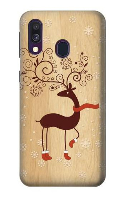 W3081 Bois Raindeer imprimé graphique Etui Coque Housse et Flip Housse Cuir pour Samsung Galaxy A40