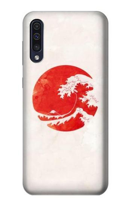 W3237 Waves Japon Drapeau Etui Coque Housse et Flip Housse Cuir pour Samsung Galaxy A50